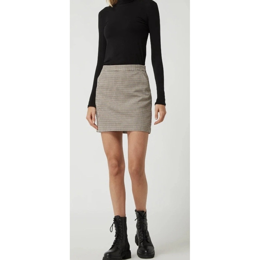 Mango MNG‎ Pencil Check Mini Skirt Size Large Preppy Academia
